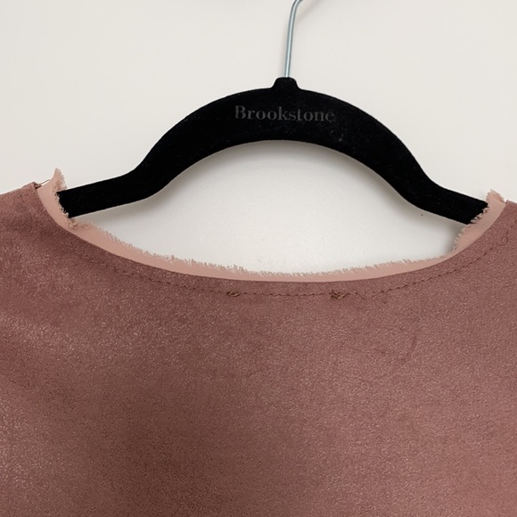 Luisa Perla Rose Ruffle Sleeve Suede Dress - Picture 10 of 14